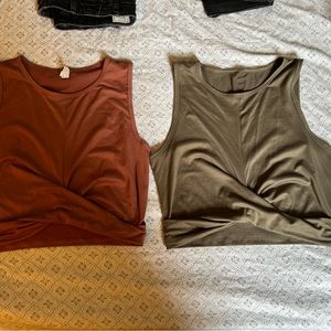 2 Eddie Bauer Sports Beas and two crop tank tops